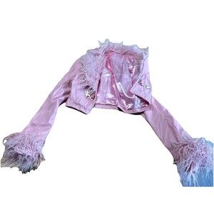 Sugar Thrillz Medium Pink Women’s Jacket Long Sleeved Heart Buckle